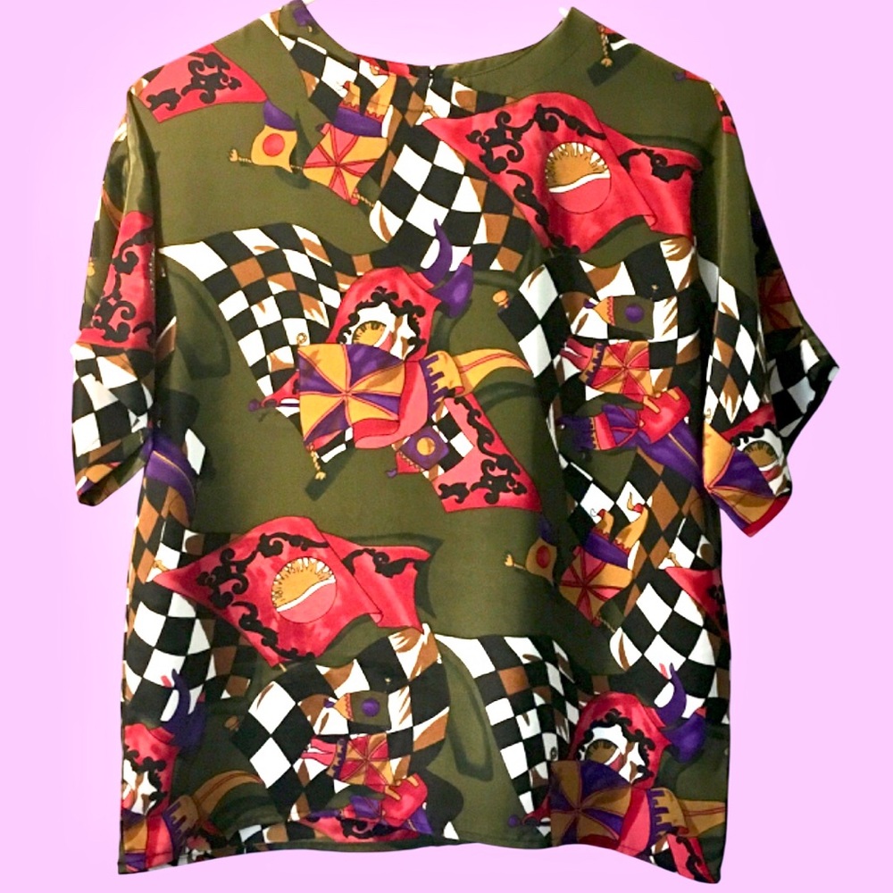Vintage Che Studio 80’s Olive Checkered Blouse
